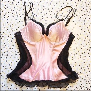 Victoria’s Secret Pink Black Satin Mesh Corset